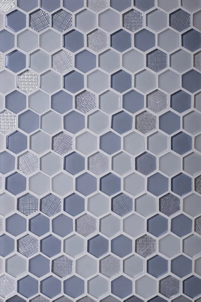 Light Blue 12x12 Glossy Matte Hexagon Glass Mosaic Tile (5 pack, 4.83 sq ft/case) by Apollo Tile