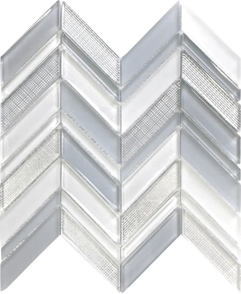 Blue Gray 10x10 Glossy Matte Chevron Glass Mosaic Tile (5 pack, 3.76 sq ft/case) by Apollo Tile