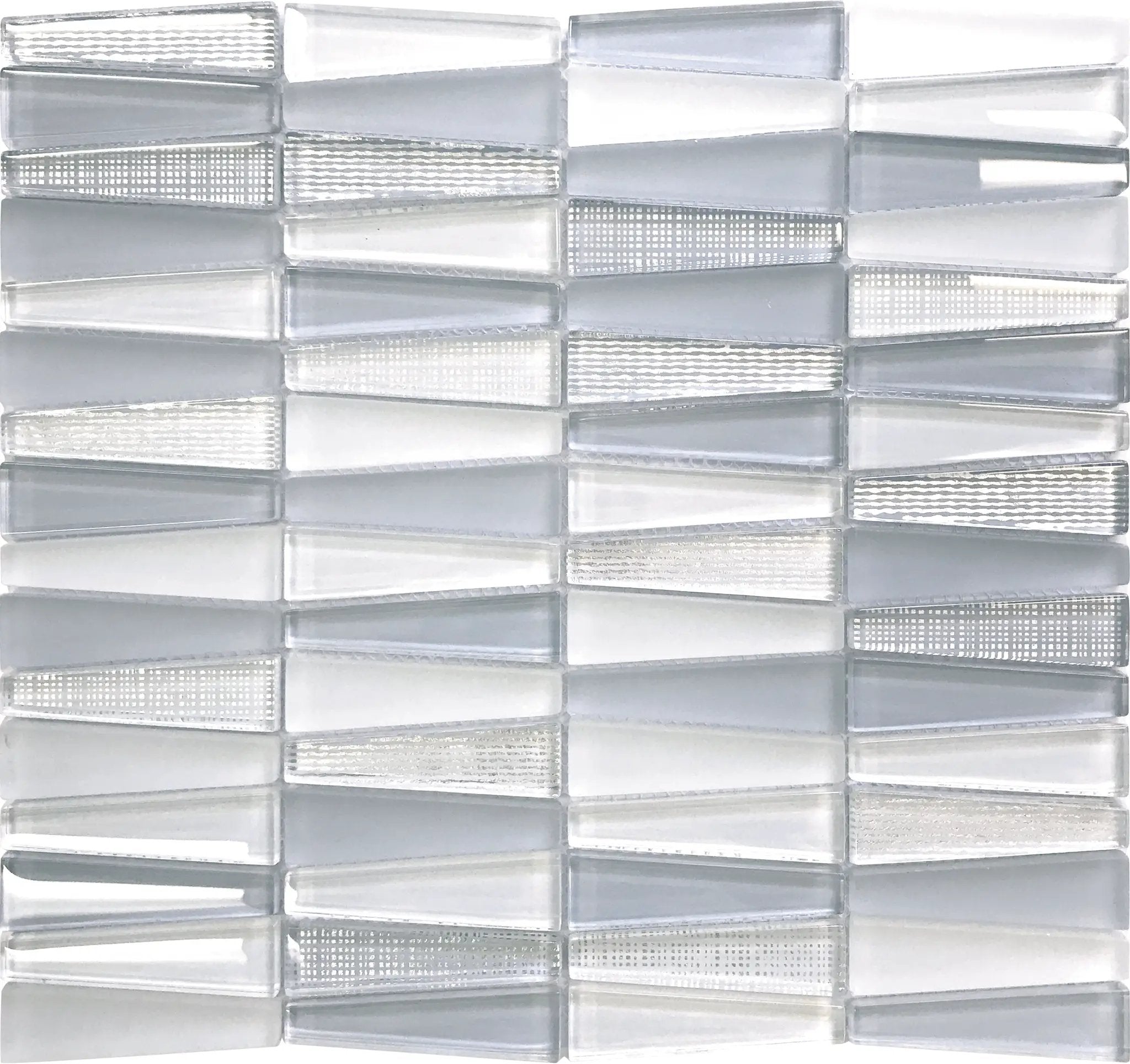 White Blue 12x13 Glossy Matte Trapezium Glass Mosaic Tile (5 pack, 5.38 sq ft/case)