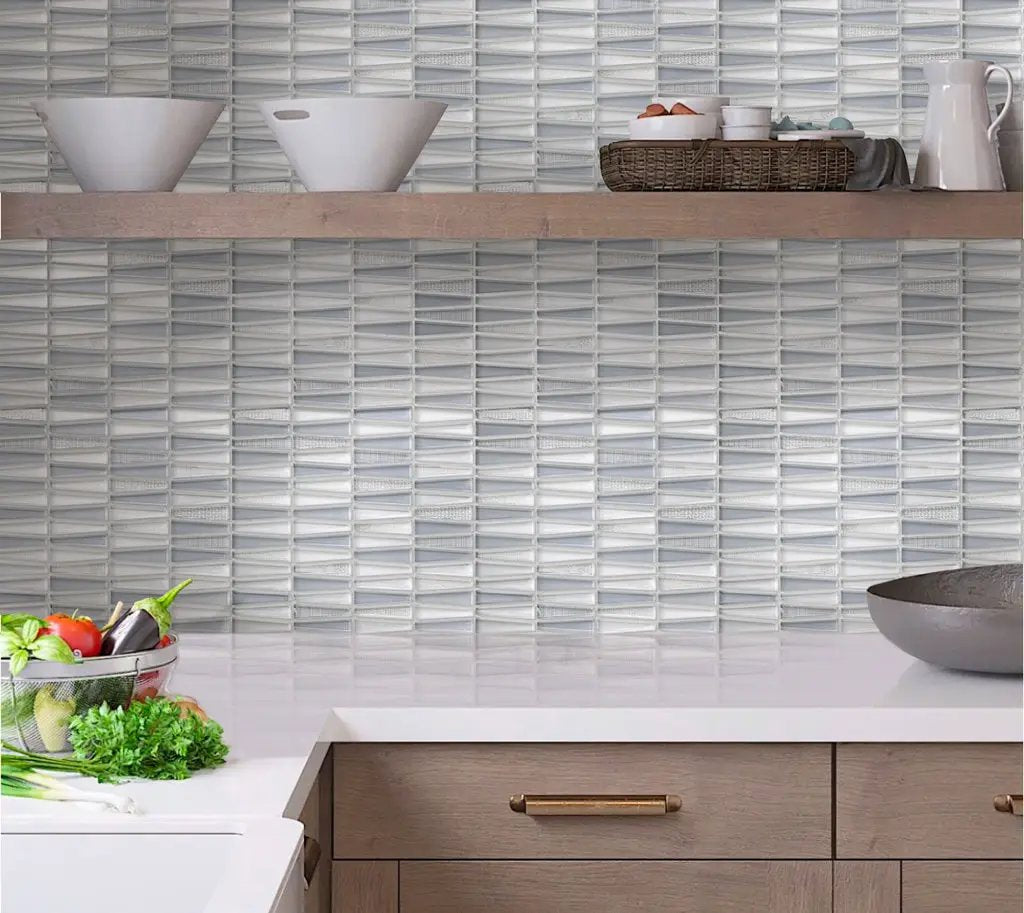 White 12x13 Glossy Matte Trapezium Glass Mosaic Tile (5 pack, 5.38 sq ft/case)