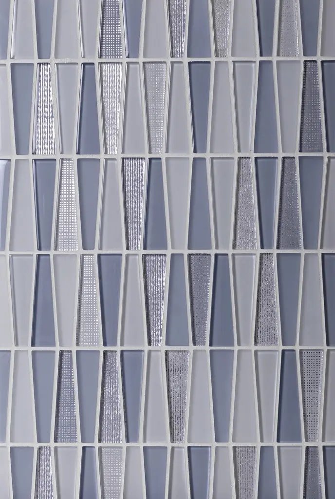 White Blue 12x13 Glossy Matte Trapezium Glass Mosaic Tile (5 pack, 5.38 sq ft/case)