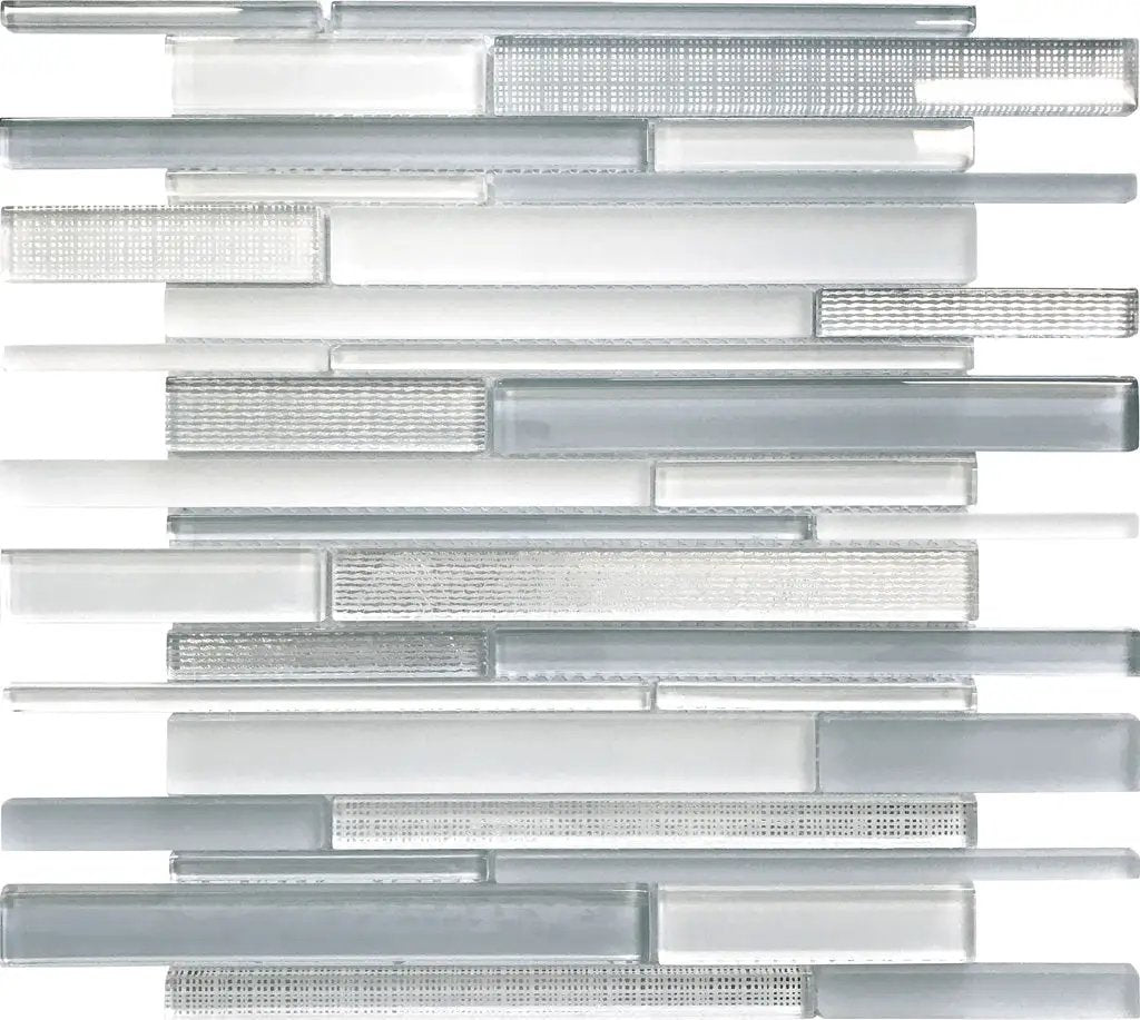 White Blue 12x12 Glossy Matte Sticks Glass Mosaic Tile (5 pack, 5 sq ft/case) by Apollo Tile