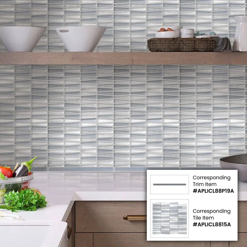 White Blue 12x13 Glossy Matte Trapezium Glass Mosaic Tile (5 pack, 5.38 sq ft/case)