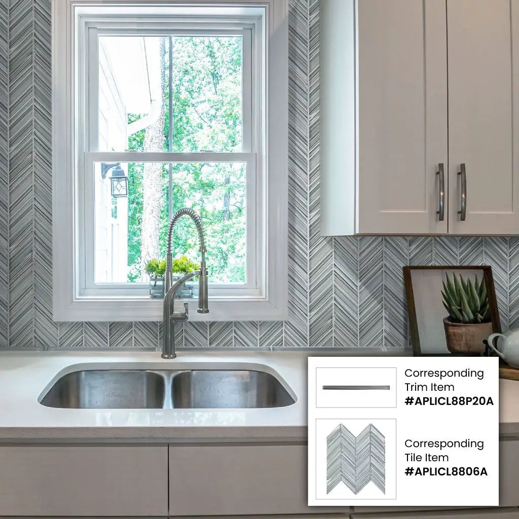 Stone Blue 0.5x12 Glossy Glass Pencil Tile Trim (10 pack, 0.5 sq ft/case) by Apollo Tile