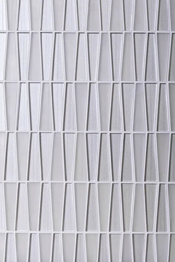White 12x13 Glossy Matte Trapezium Glass Mosaic Tile (5 pack, 5.38 sq ft/case)