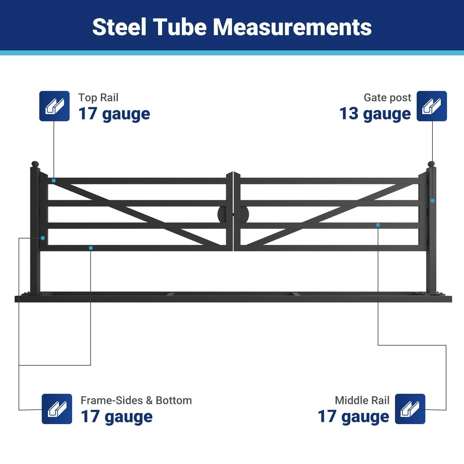 20 ft Farm Driveway Gate with Diagonal Tubes, Dual Swing by Chery Industrial