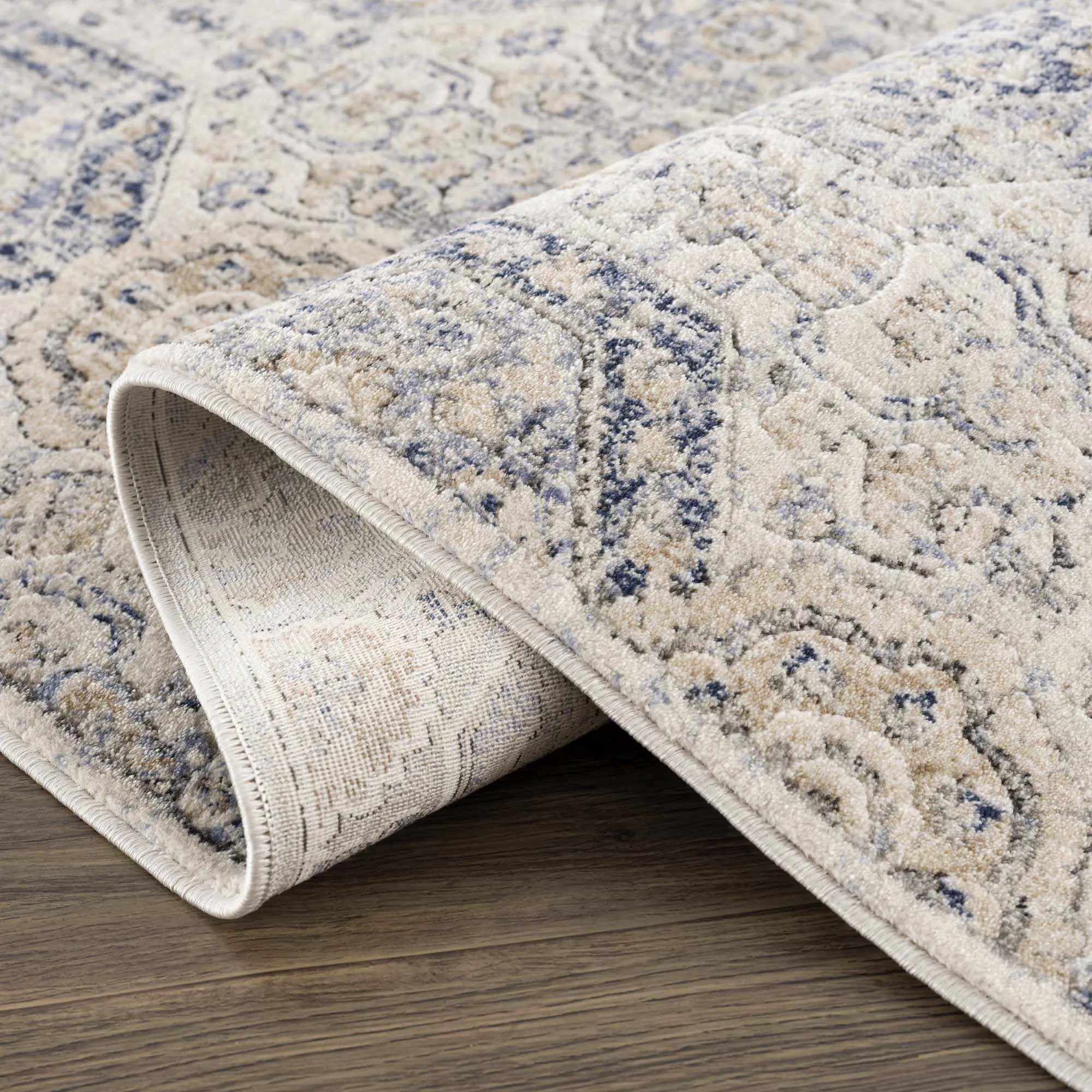 Parkerfield Cream & Blue Area Rug by Boutique Rugs