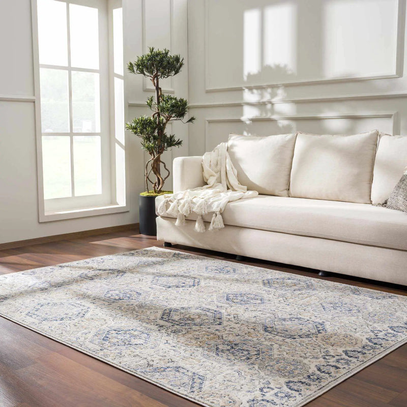 Parkerfield Cream & Blue Area Rug by Boutique Rugs
