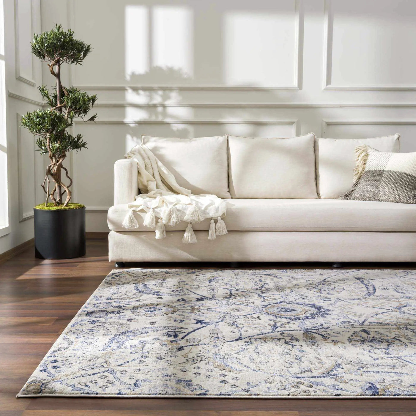 Georgiana Blue & Beige Oushak Rug by Boutique Rugs
