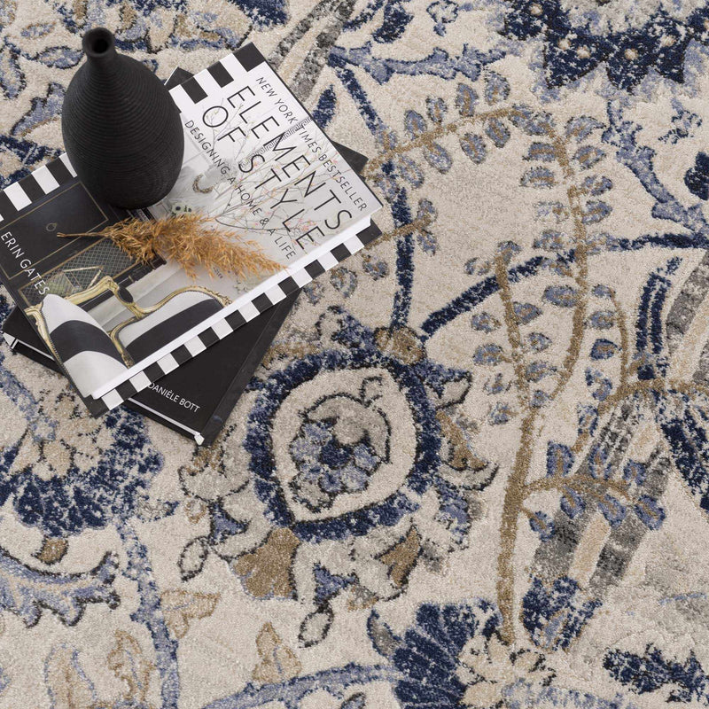 Georgiana Blue & Beige Oushak Rug by Boutique Rugs