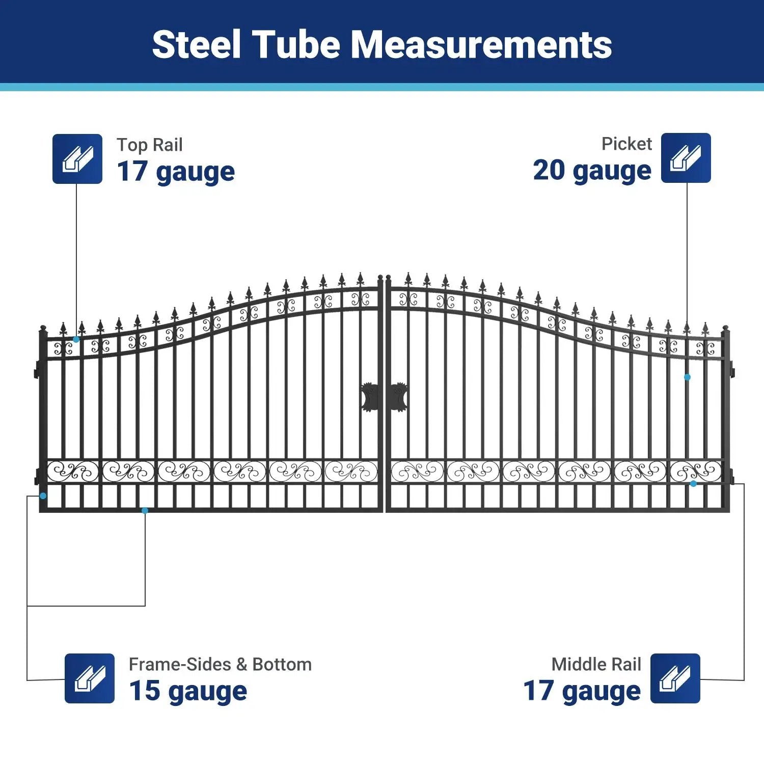 20x8 ft Steel Dual Swing Driveway Gate by Chery Industrial