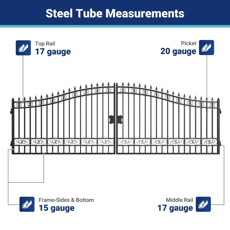 20x8 ft Steel Dual Swing Driveway Gate by Chery Industrial