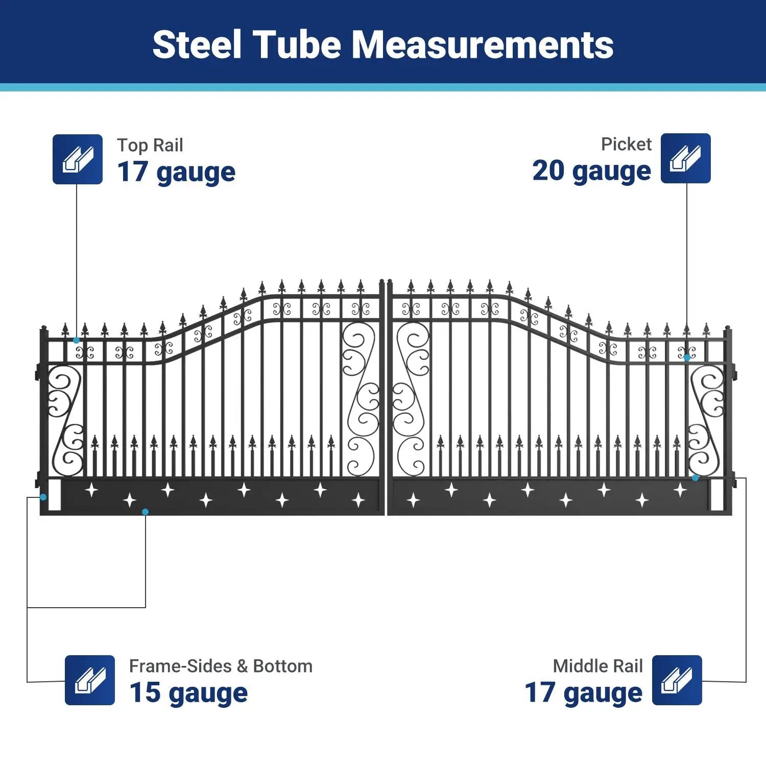 20x8 ft Steel Dual Swing Driveway Gate by Chery Industrial