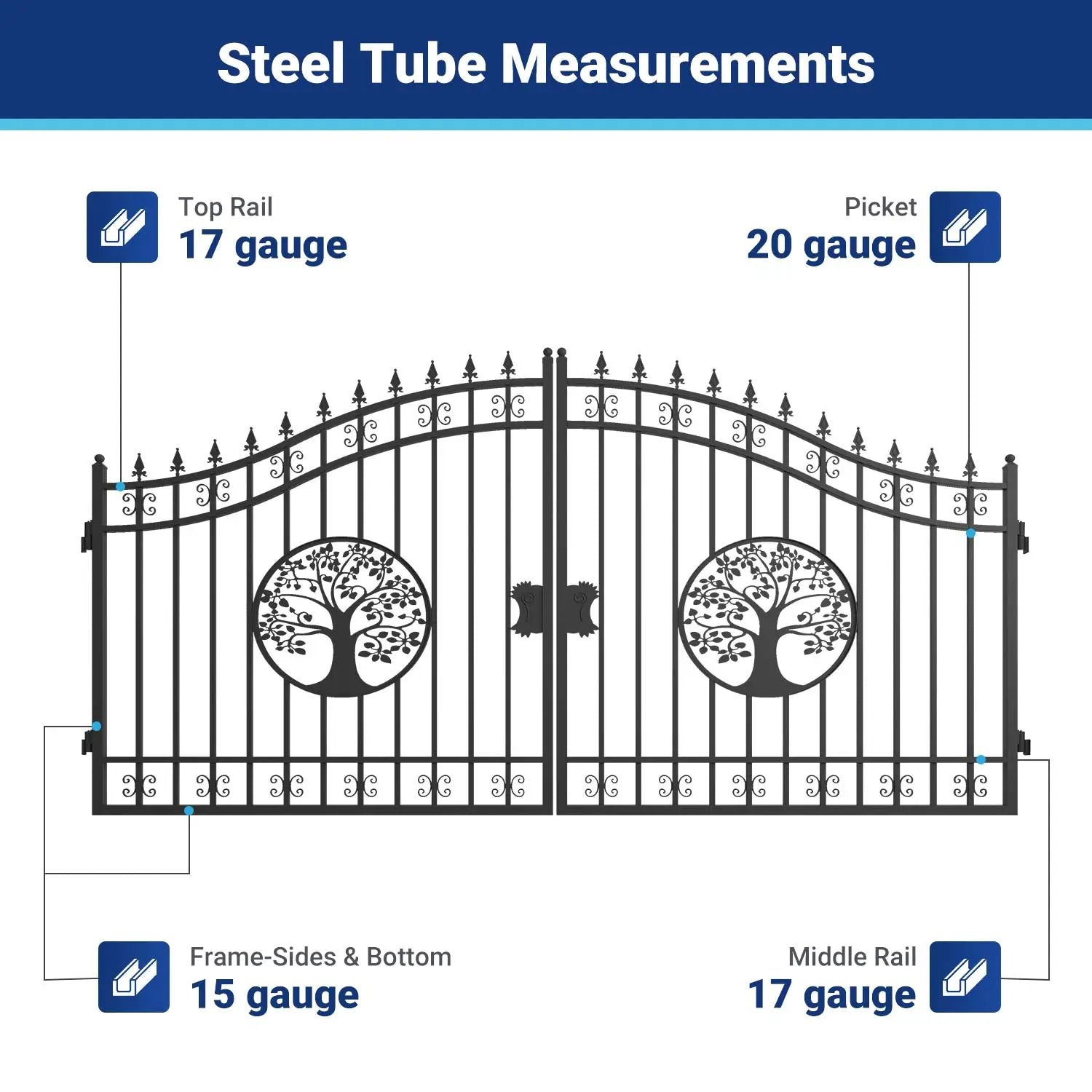 14x8 ft Steel Dual Swing Driveway Gate by Chery Industrial