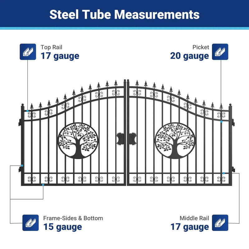 14x8 ft Steel Dual Swing Driveway Gate by Chery Industrial