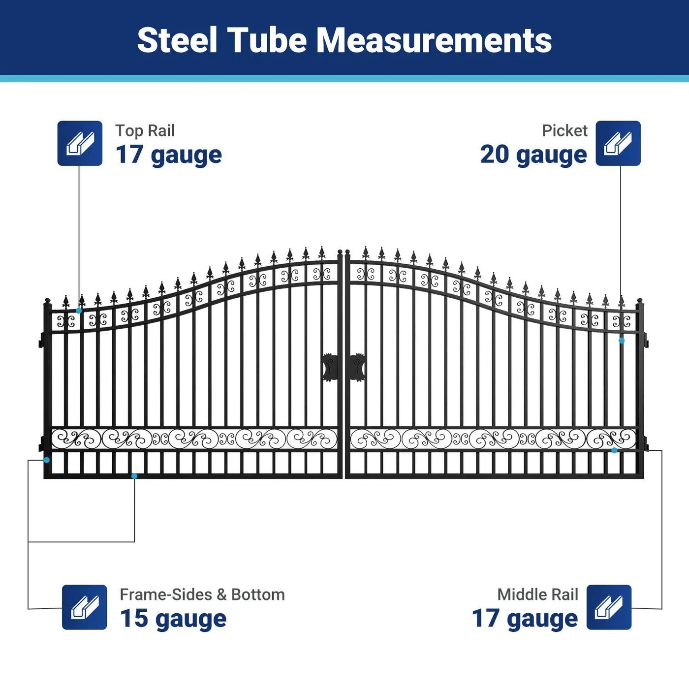 18x8 ft Steel Dual Swing Driveway Gate by Chery Industrial