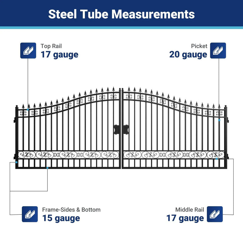 18x8 ft Steel Dual Swing Driveway Gate by Chery Industrial