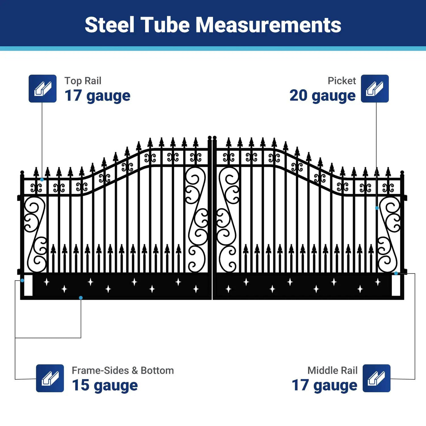 18x8 ft Steel Dual Swing Driveway Gate by Chery Industrial