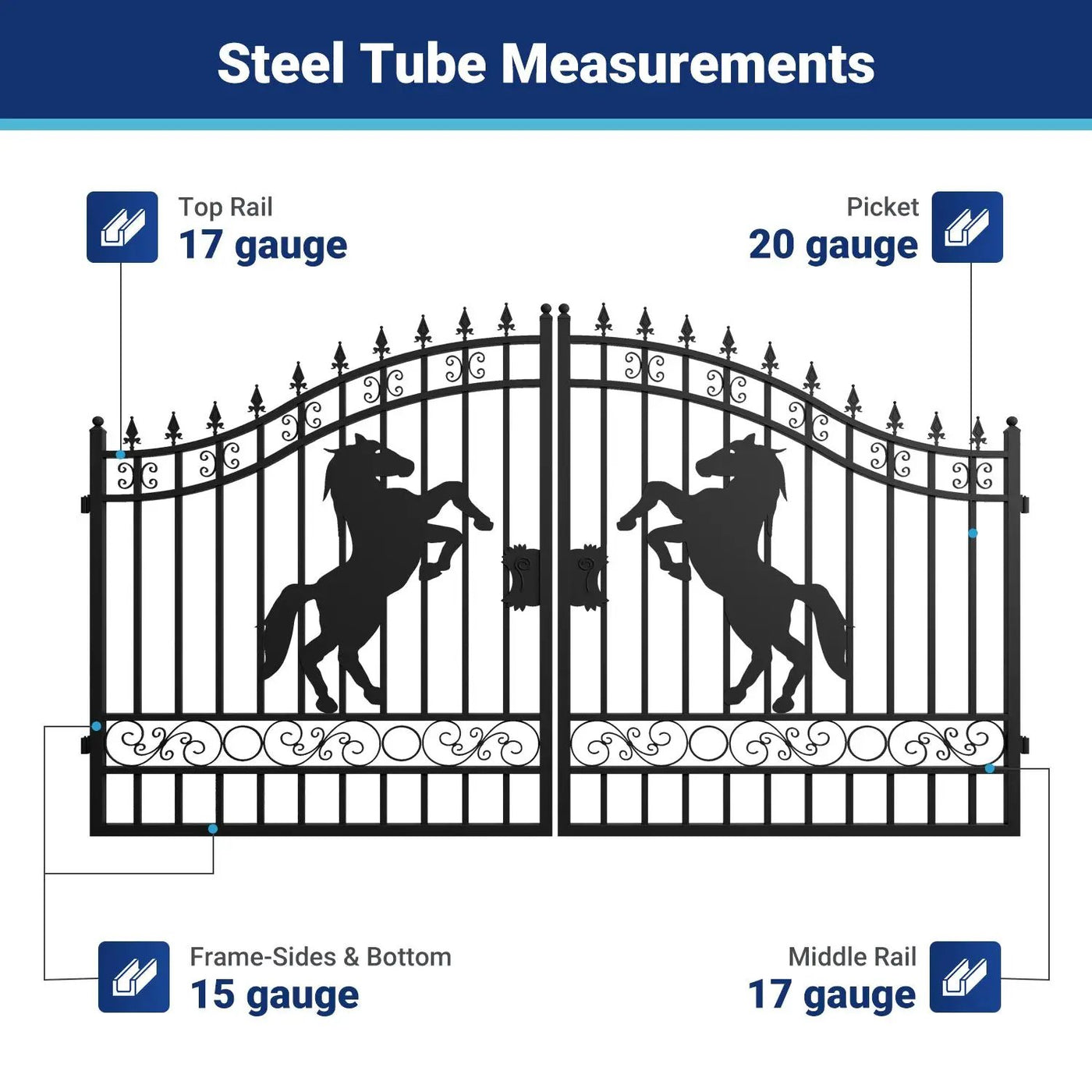 12x8 ft Dual Swing Driveway Steel Gate by Chery Industrial
