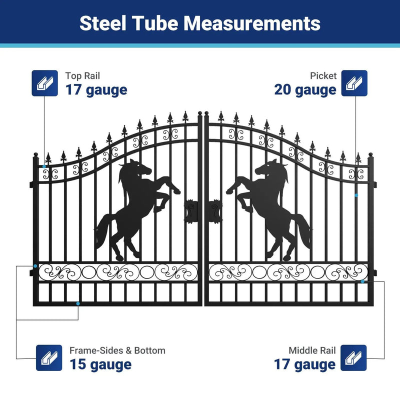 12x8 ft Dual Swing Driveway Steel Gate by Chery Industrial