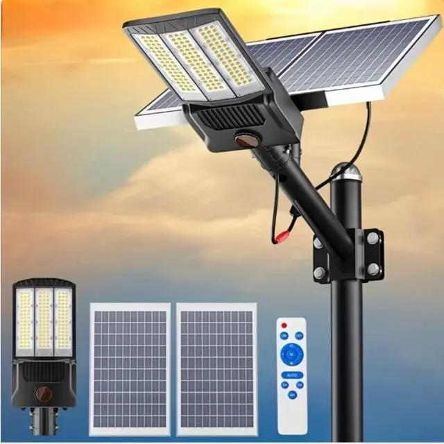 9500W Aluminum Solar Street Lights Outdoor, 500000LM High Powered Commercial Parking Lot Lights 6500K Dusk to Dawn with Remote by Outdoor Solar Outlet