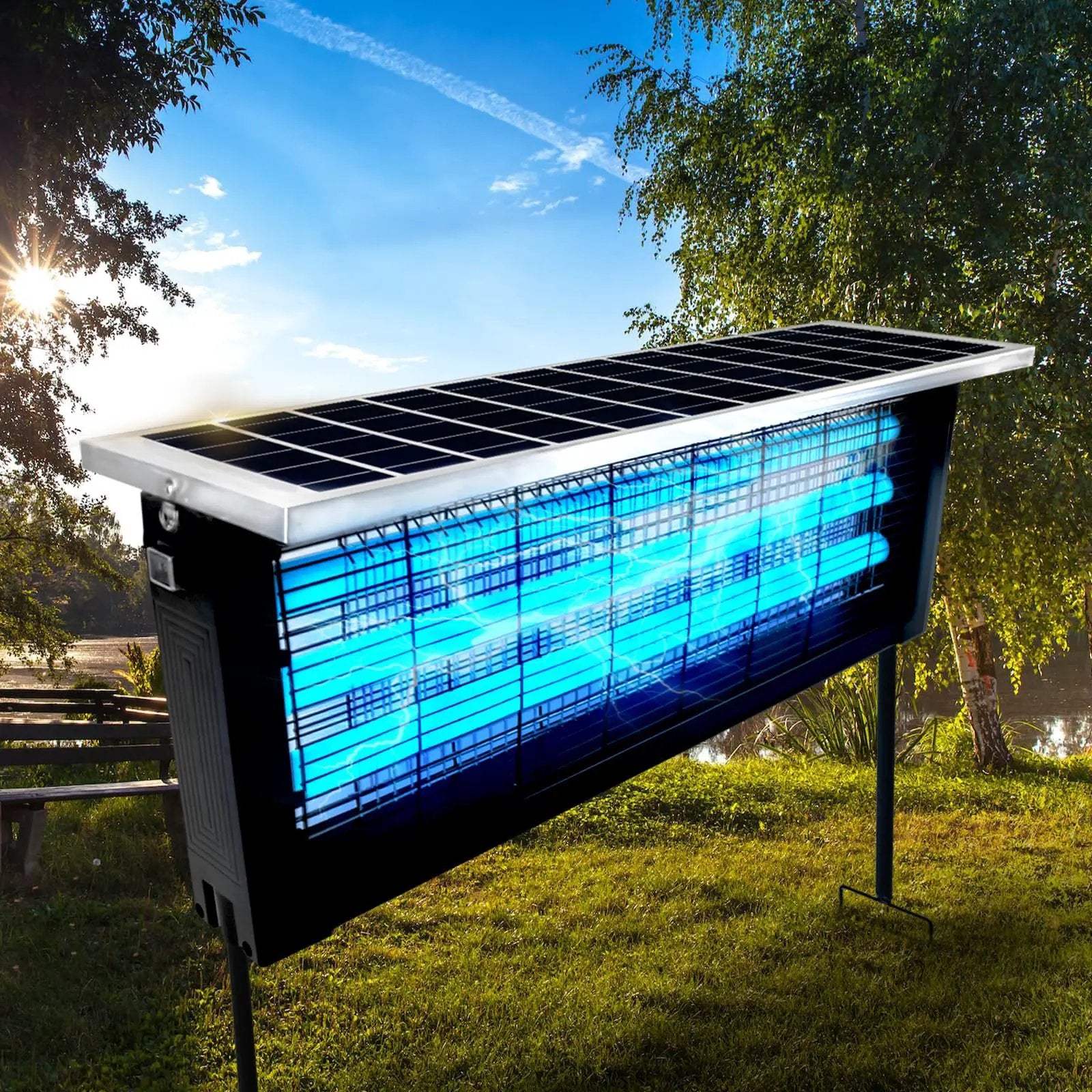 Solar Bug Zapper Outdoor, Wireless Portable Camping Mosquito Zapper 4500V For 3500 Sq.ft with Panel Sensor, Fly Traps with 10FT Extension Cord by Outdoor Solar Outlet