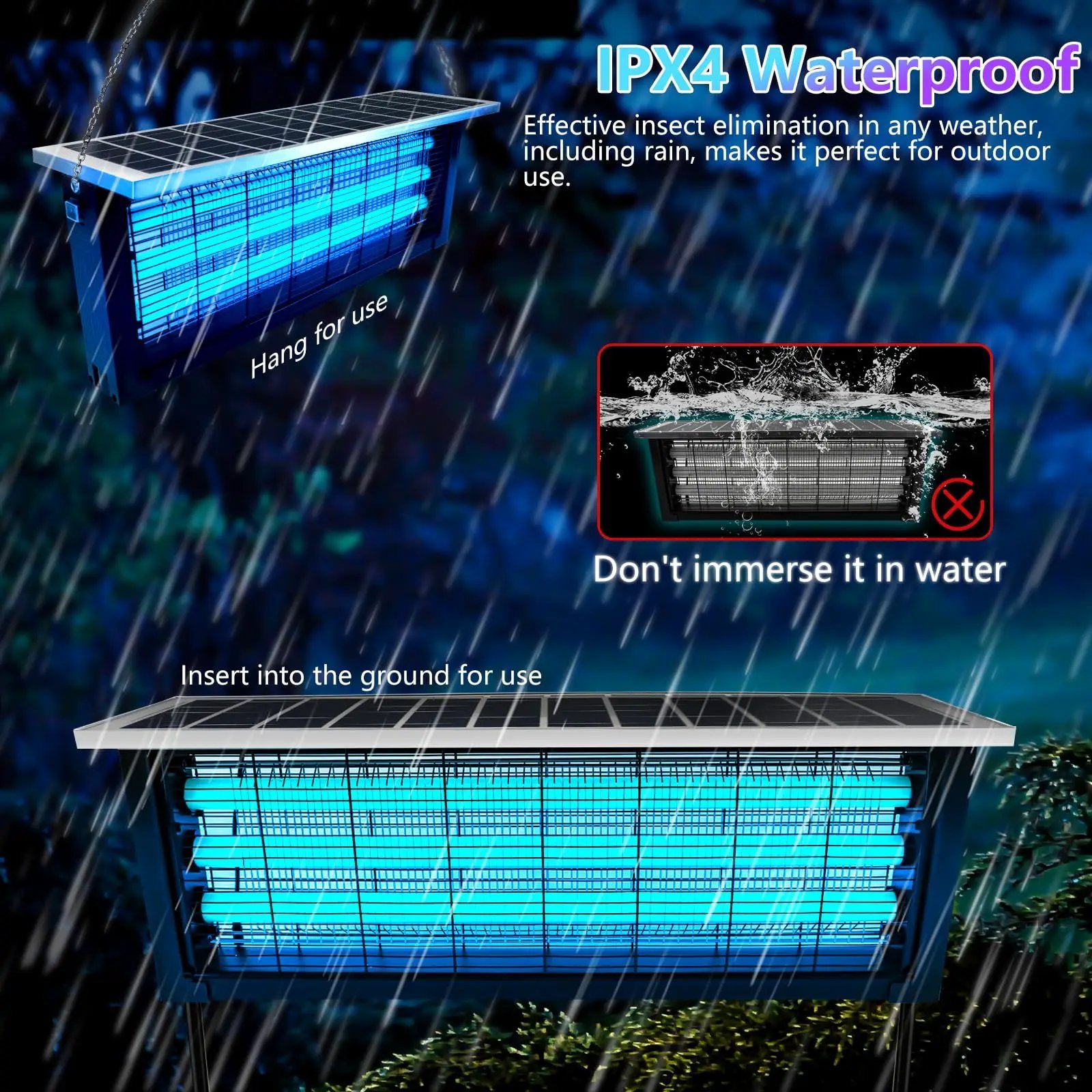 Solar Bug Zapper Outdoor, Wireless Portable Camping Mosquito Zapper 4500V For 3500 Sq.ft with Panel Sensor, Fly Traps with 10FT Extension Cord by Outdoor Solar Outlet