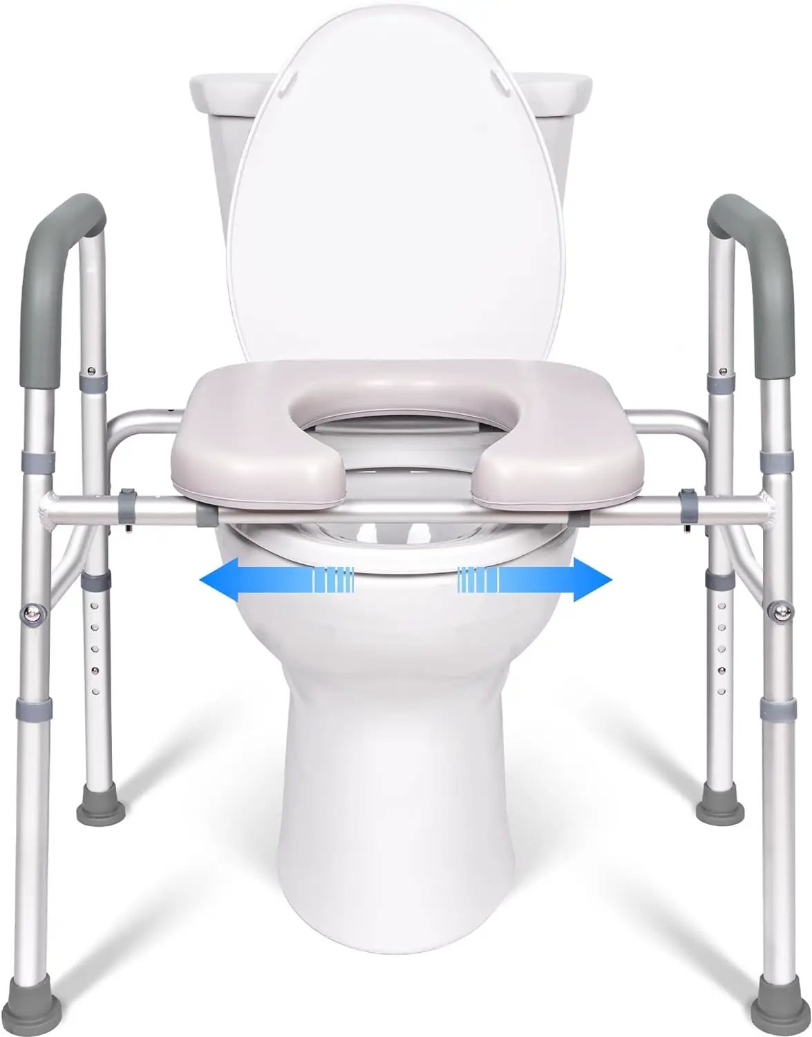LimLuc Raised Toilet Seat with Handles, Width and Height Adjustable Raised Toilet Seat with Arms and Widen Seat, Up to 400lbs, Raised Toilet Seat for Seniors, Handicap, Pregnant, Fits Any Toilet by Selzalot