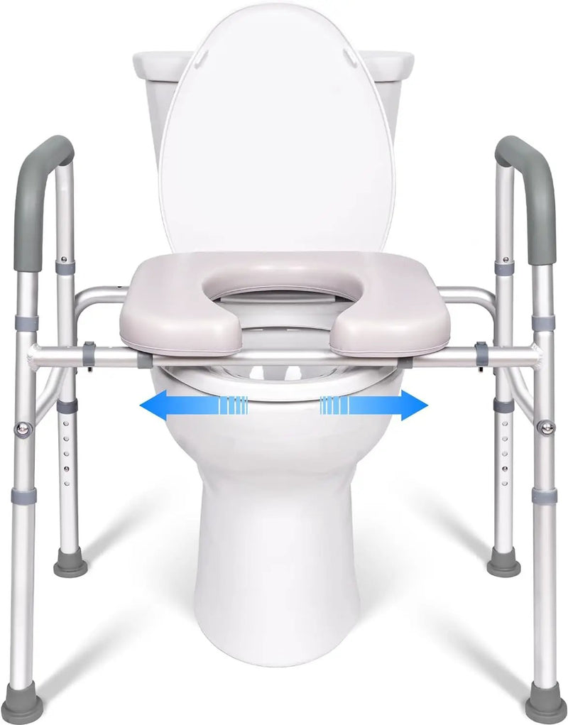 LimLuc Raised Toilet Seat with Handles, Width and Height Adjustable Raised Toilet Seat with Arms and Widen Seat, Up to 400lbs, Raised Toilet Seat for Seniors, Handicap, Pregnant, Fits Any Toilet by Selzalot
