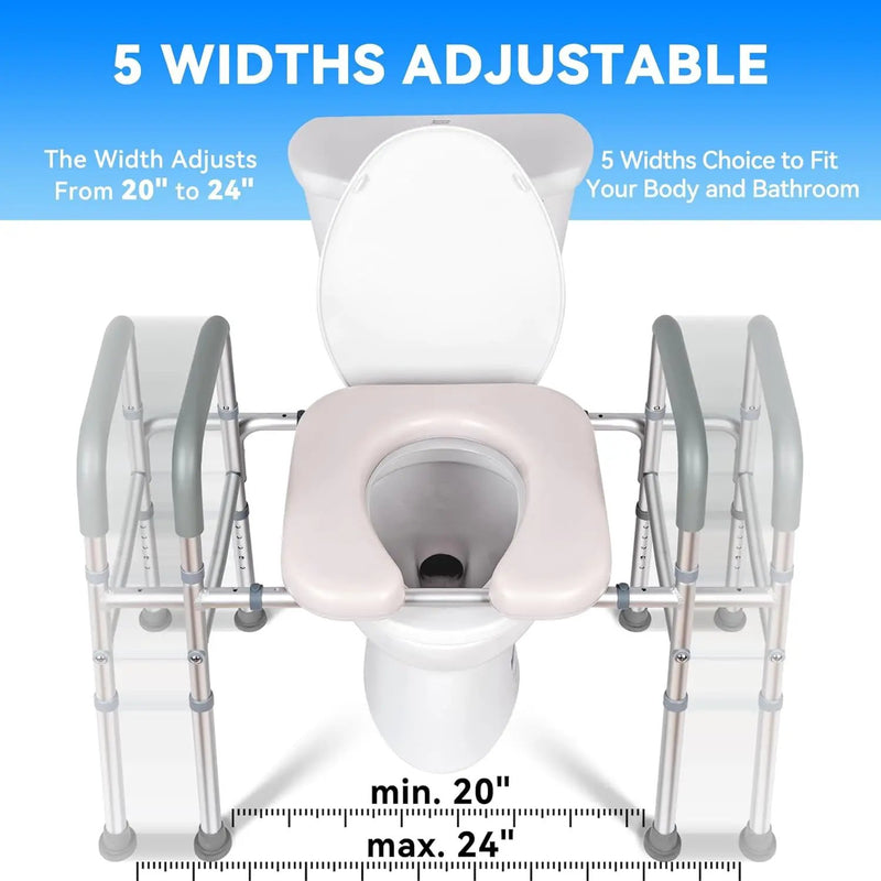 LimLuc Raised Toilet Seat with Handles, Width and Height Adjustable Raised Toilet Seat with Arms and Widen Seat, Up to 400lbs, Raised Toilet Seat for Seniors, Handicap, Pregnant, Fits Any Toilet by Selzalot