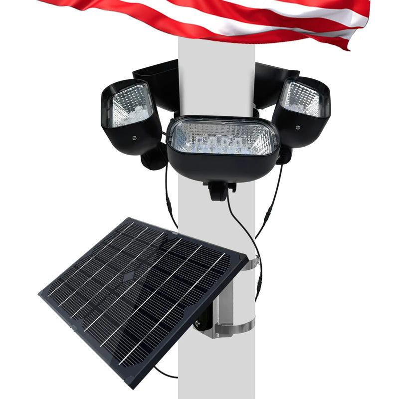 400W Solar Flag Pole Light for 15-40ft flagpole 5 Spotlights，Adjustable Clamps Fits 3-6''Diameter Inground Poles from Dusk to Dawn by Outdoor Solar Outlet