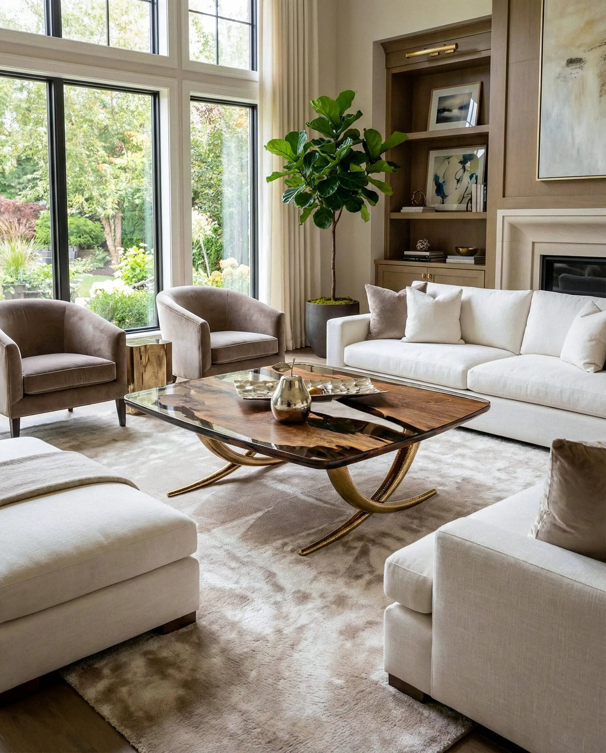 Luxurious Ivory Shaped Epoxy Resin Dining Room Coffee Table, photo 2 of 11