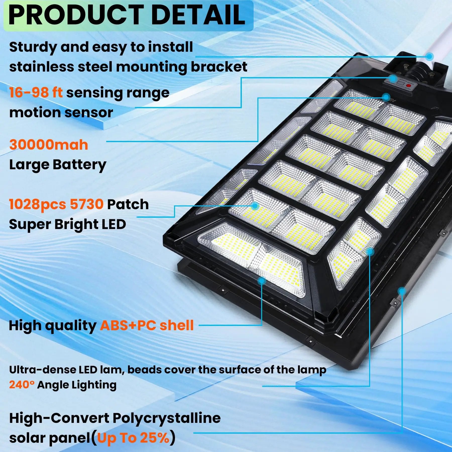 8800W Solar Street Lights Outdoor Waterproof 6500K Dusk to Dawn 180000 Lumen Motion Sensor Super Bright Solar Parking Lot Light by Outdoor Solar Outlet