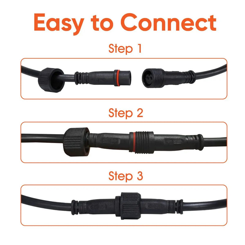 Solar Extension Cable 5m16.4 Feet Extender Wires Cords Two Core with Plug Waterproof IP65 for Solar Flood Lights Solar Street Lights by Outdoor Solar Outlet