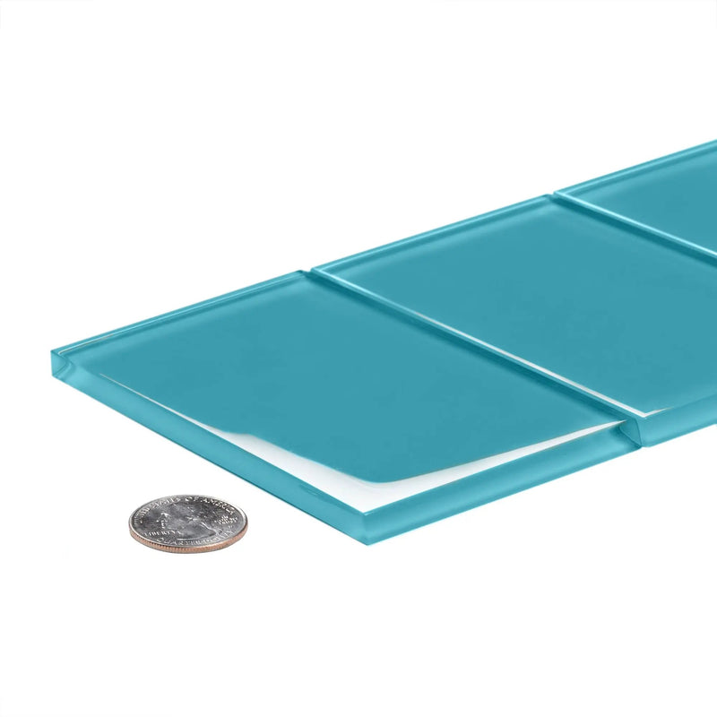 Sky Blue 3x6 Glossy Subway Glass Tile (40 pack, 5 sq ft/case) by Apollo Tile
