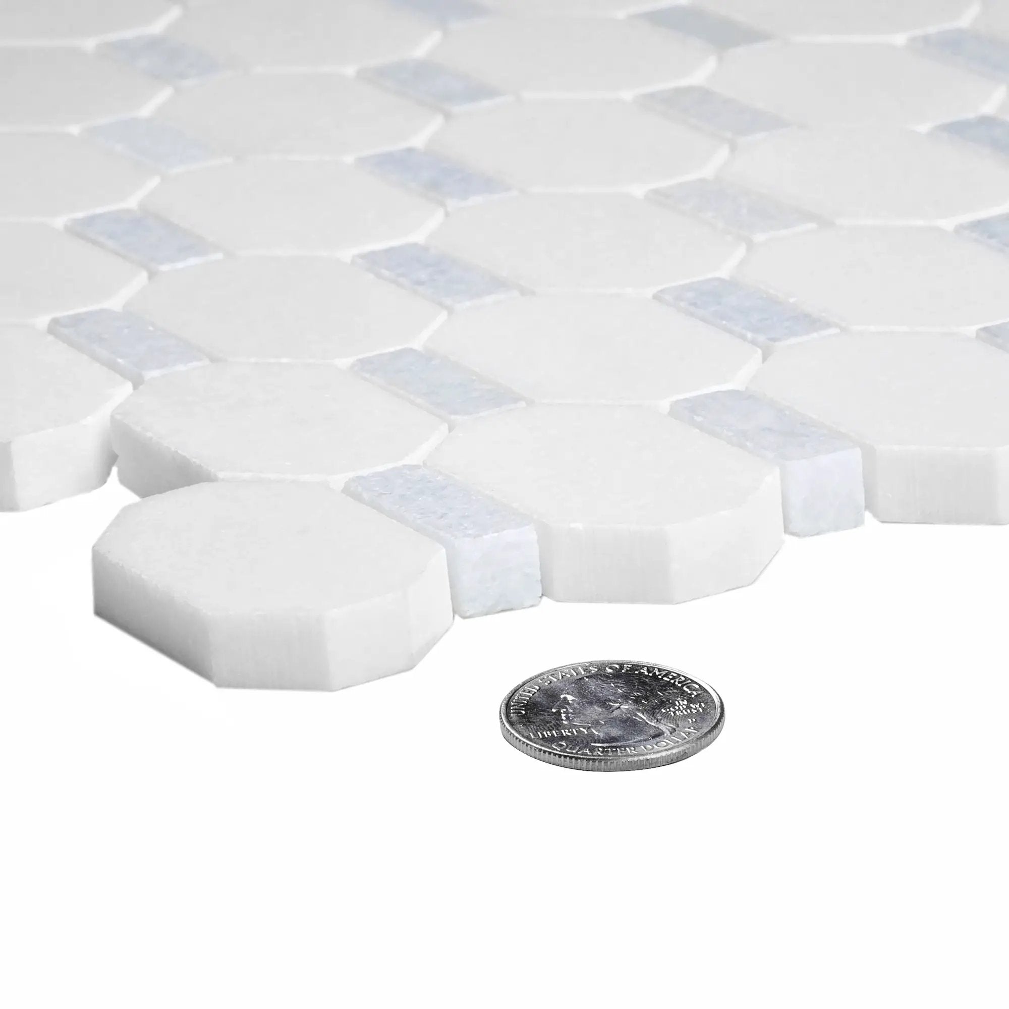 5-Pack White, Blue 11-in x 11-in Polished Natural Stone Floor and Wall Tile by Apollo Tile