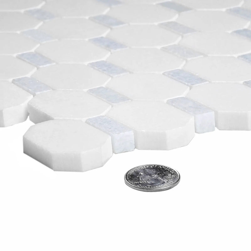 5-Pack White, Blue 11-in x 11-in Polished Natural Stone Floor and Wall Tile by Apollo Tile