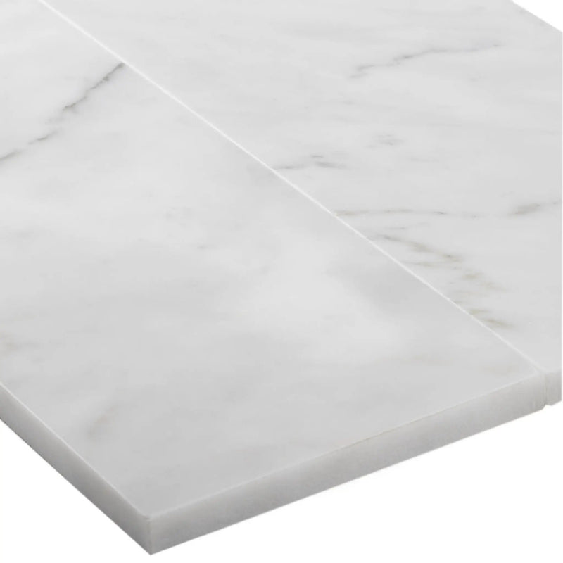 White 4x12 Polished Subway Bianco Carrara Marble Tile (15 pack, 5 sq ft/case) by Apollo Tile