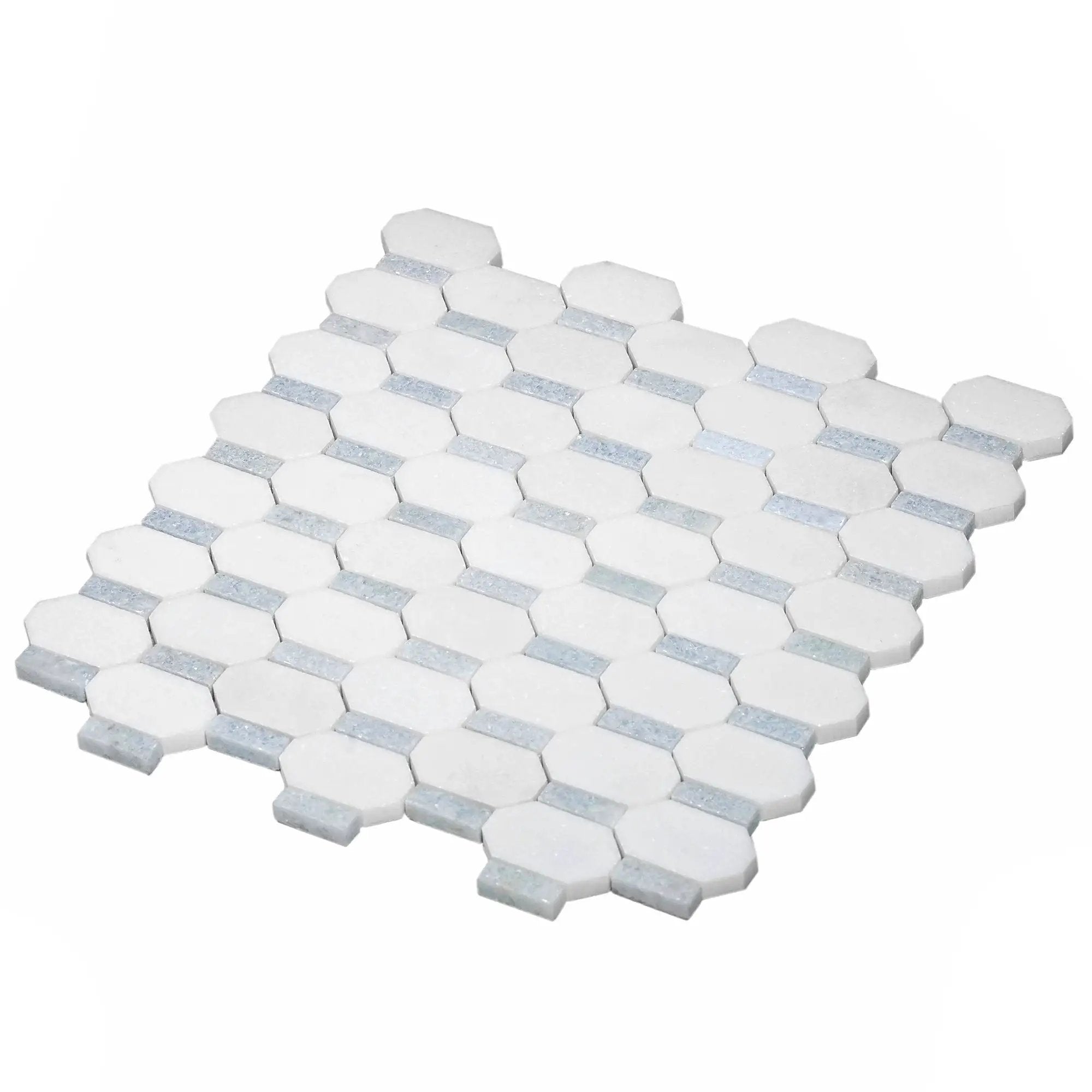 5-Pack White, Blue 11-in x 11-in Polished Natural Stone Floor and Wall Tile by Apollo Tile
