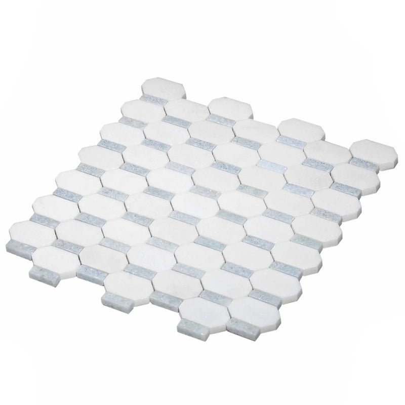 5-Pack White, Blue 11-in x 11-in Polished Natural Stone Floor and Wall Tile by Apollo Tile