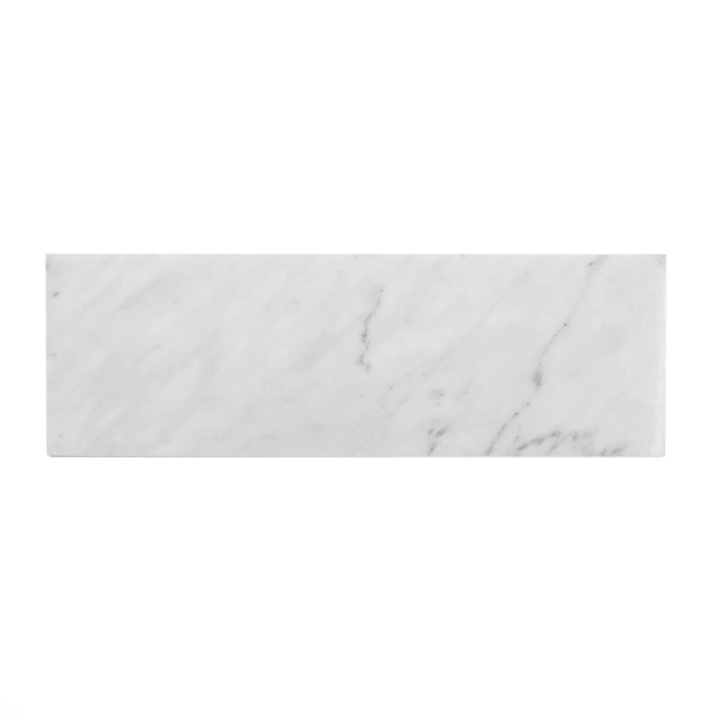 White 4x12 Polished Subway Bianco Carrara Marble Tile (15 pack, 5 sq ft/case) by Apollo Tile