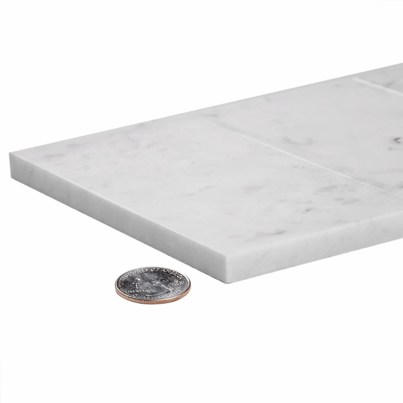 White 3x6 Honed Subway Bianco Carrara Marble Tile (40 pack, 5 sq ft/case) by Apollo Tile