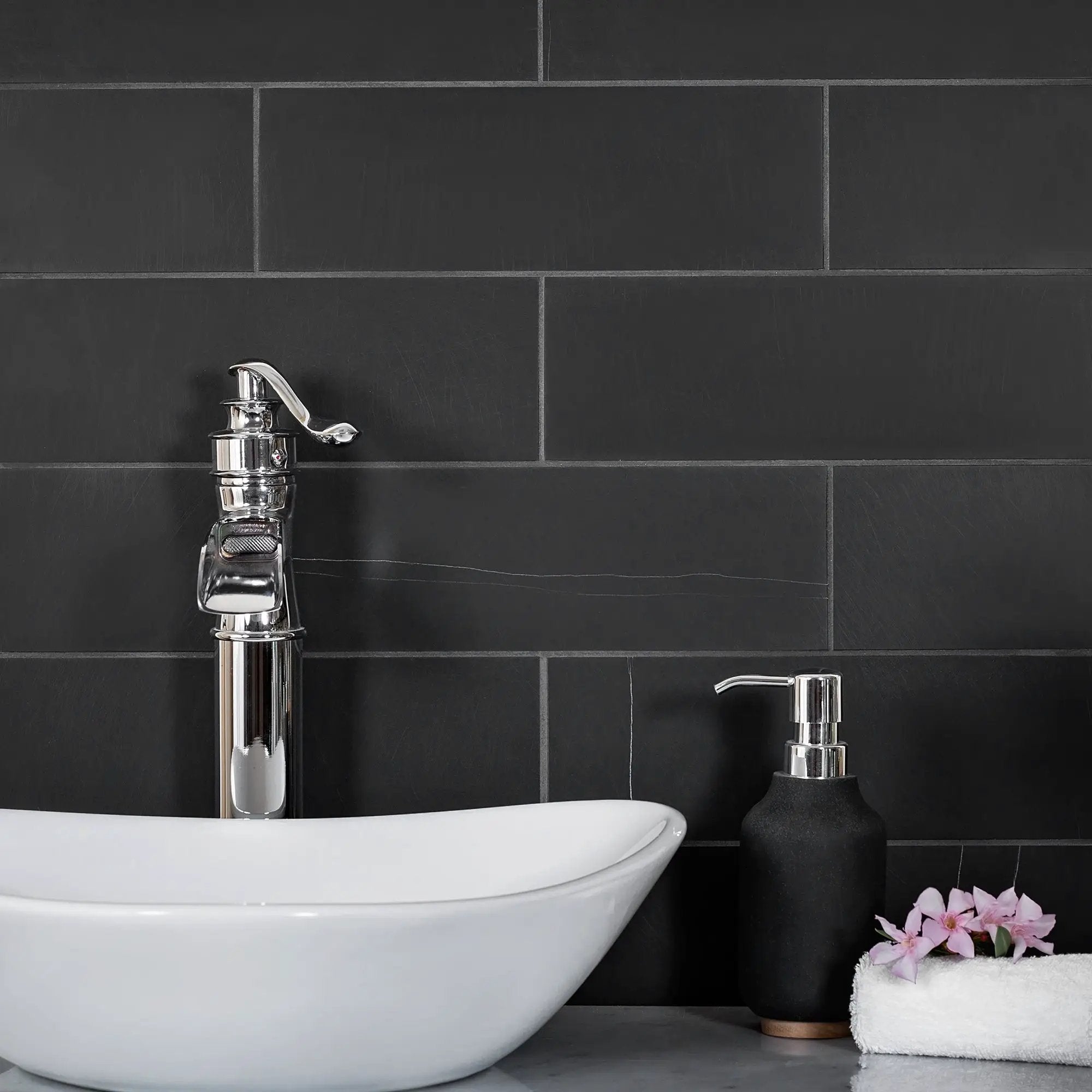 Eastern Black 4x12 Honed Subway Marble Tile (15 pack, 5 sq ft/case) by Apollo Tile