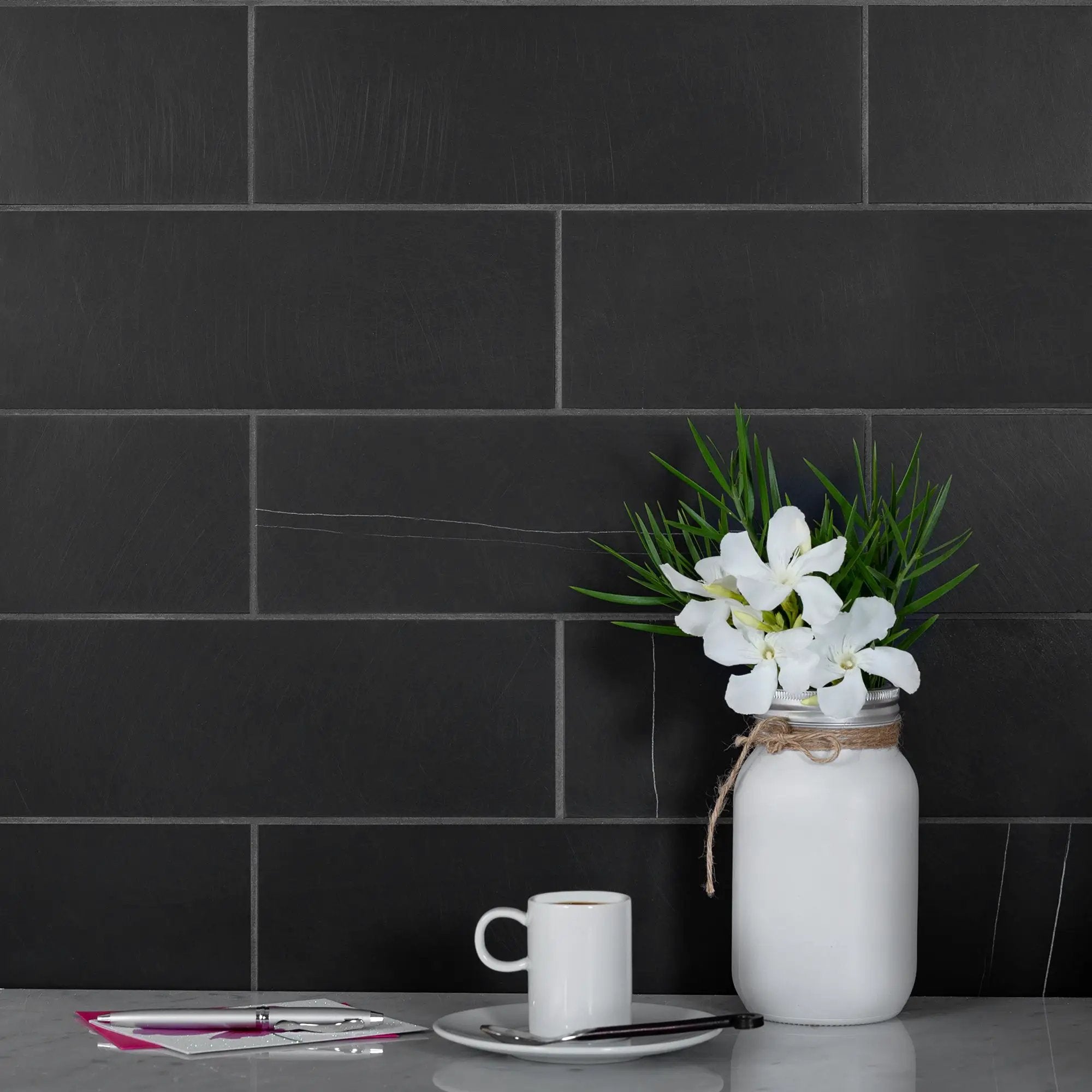 Eastern Black 4x12 Honed Subway Marble Tile (15 pack, 5 sq ft/case) by Apollo Tile