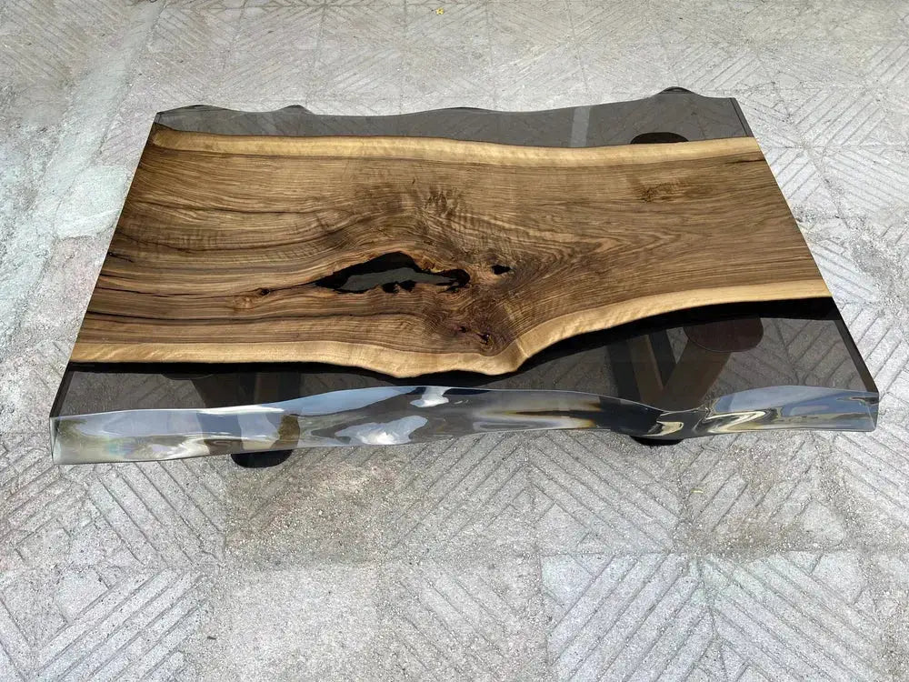 Epoxy Live Edge Coffee Table with Wooden U Leg, photo 6 of 10