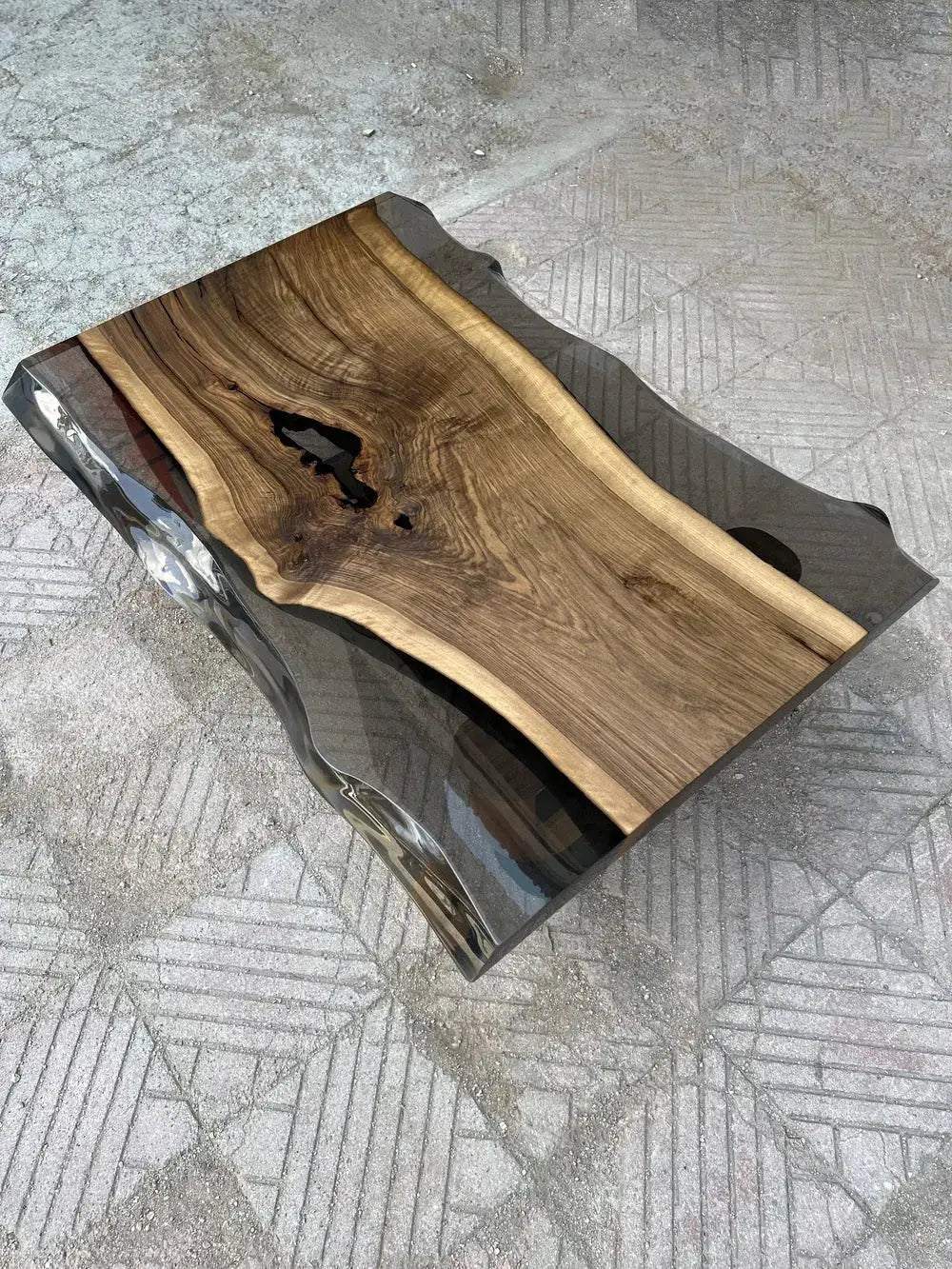 Epoxy Live Edge Coffee Table with Wooden U Leg, photo 9 of 10
