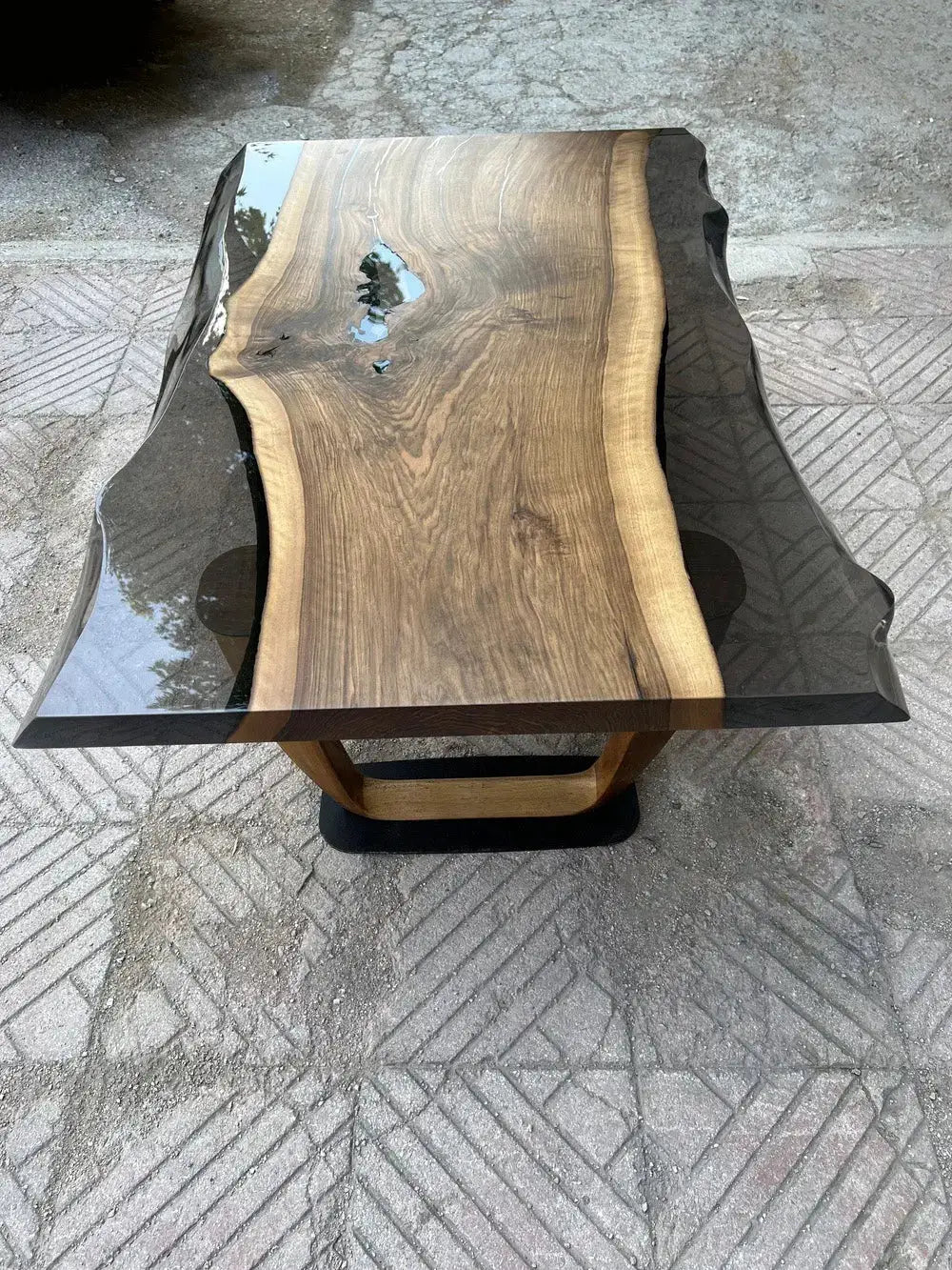 Epoxy Live Edge Coffee Table with Wooden U Leg, photo 10 of 10