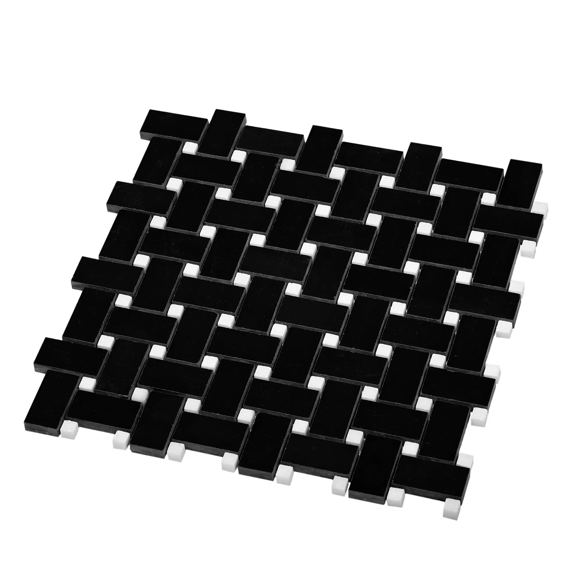 5-Pack Black 12-in x 12-in Polished Natural Stone Basketweave Patterned Floor and Wall Tile by Apollo Tile
