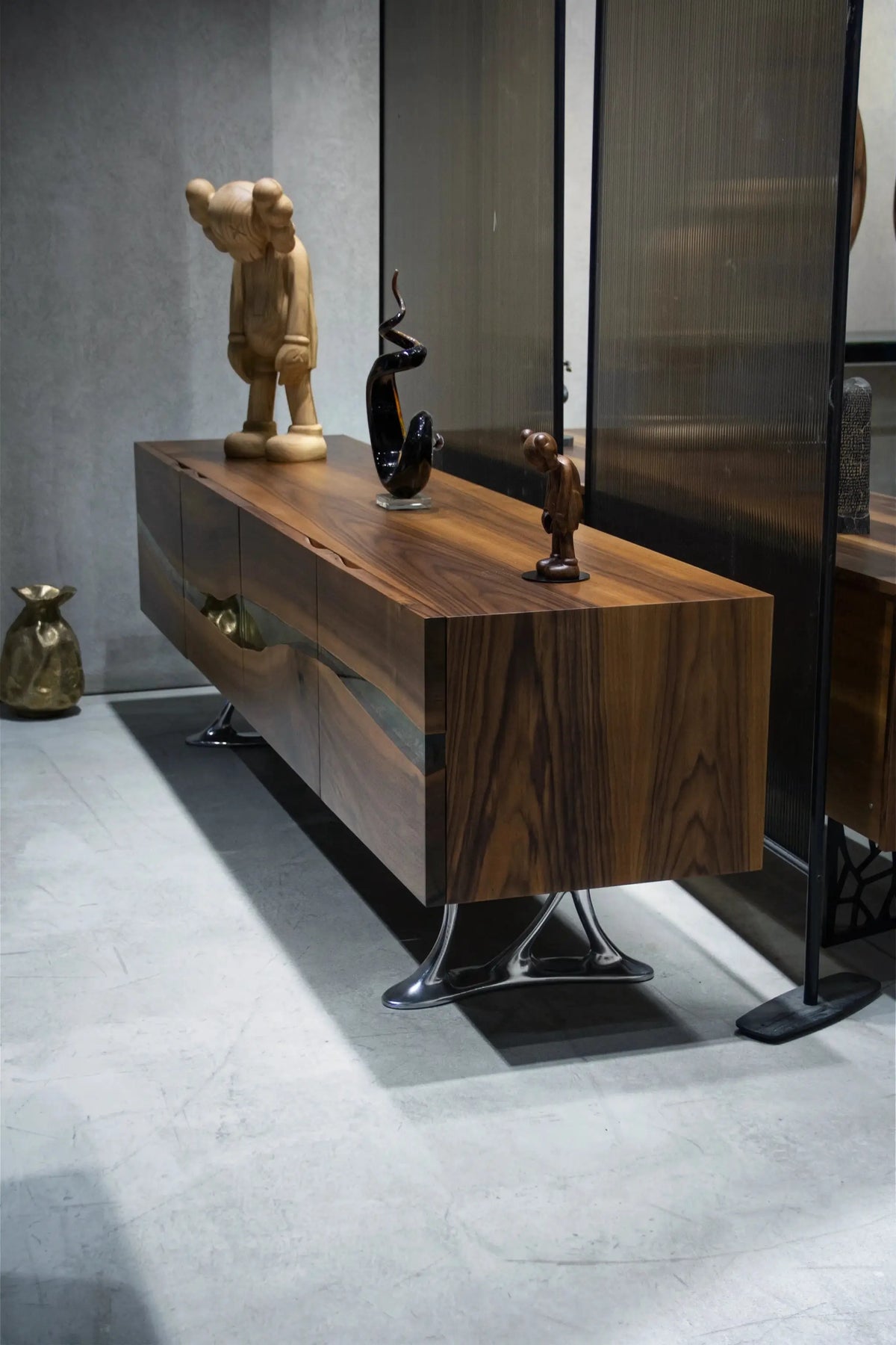 Luxury D-Shaped Walnut & Epoxy Executive Desk, photo 19 of 20