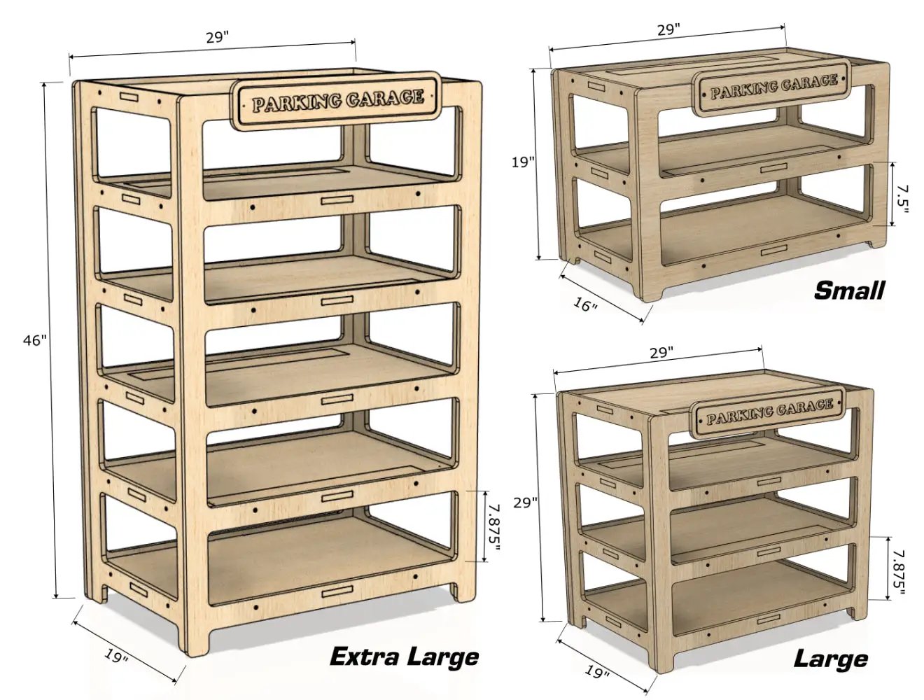 CADEN- Toy Car Ramp + Storage by Bush Acres